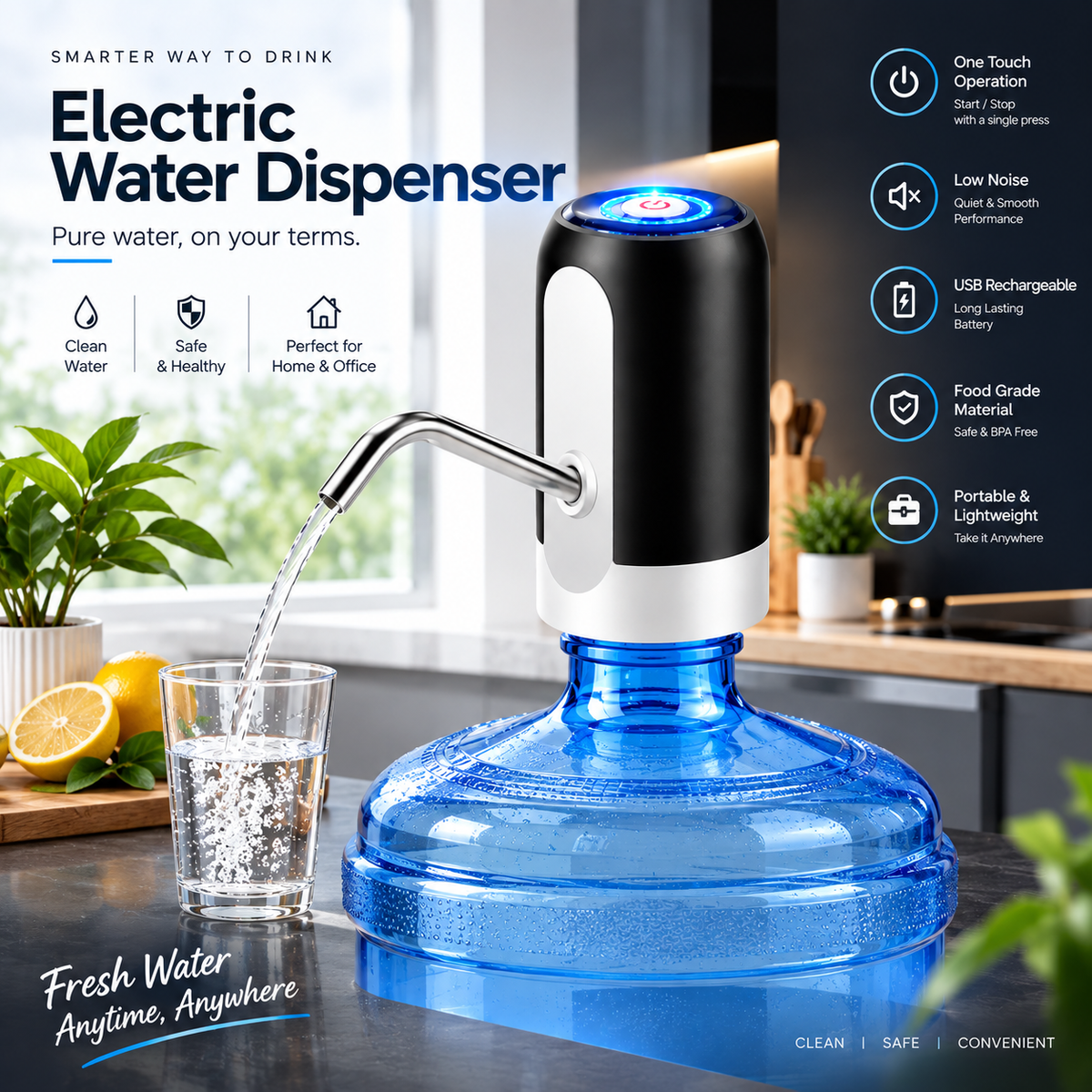 💧 DESIFY™ FlowPump One-Touch Water & Oil Dispenser