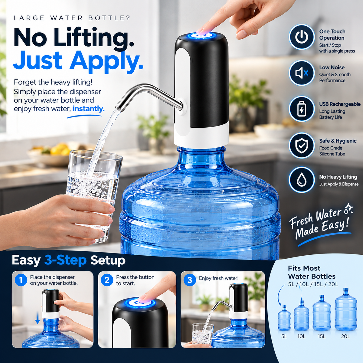💧 DESIFY™ FlowPump One-Touch Water & Oil Dispenser